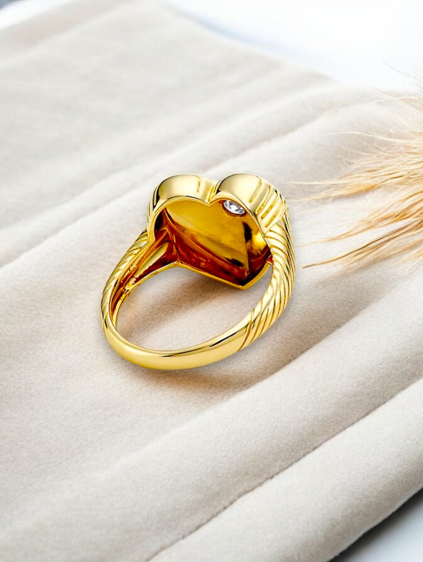 18k Gold Pated Adjustable Heart Ring - SubhagAlankar