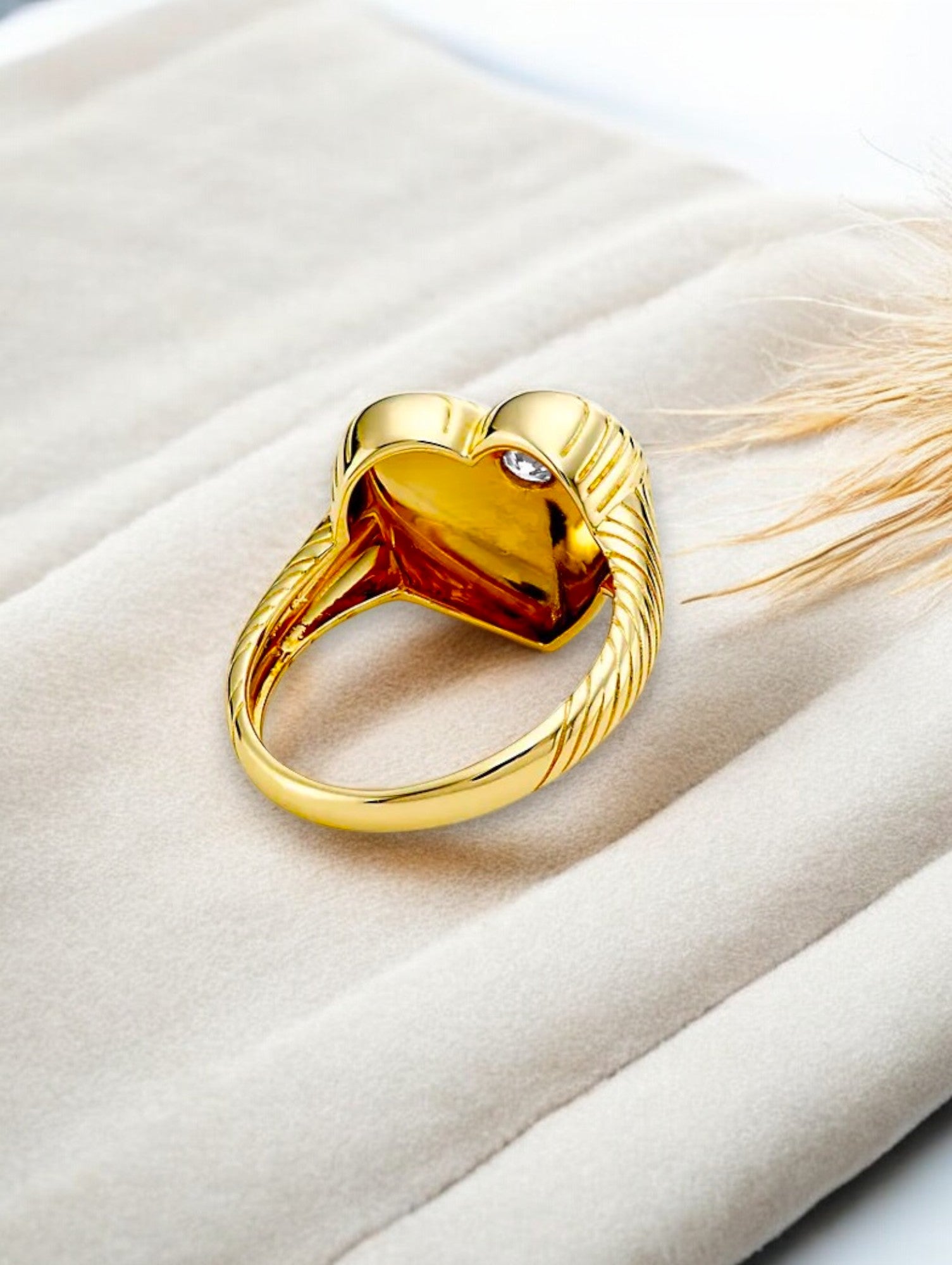 18k Gold Pated Adjustable Heart Ring - SubhagAlankar