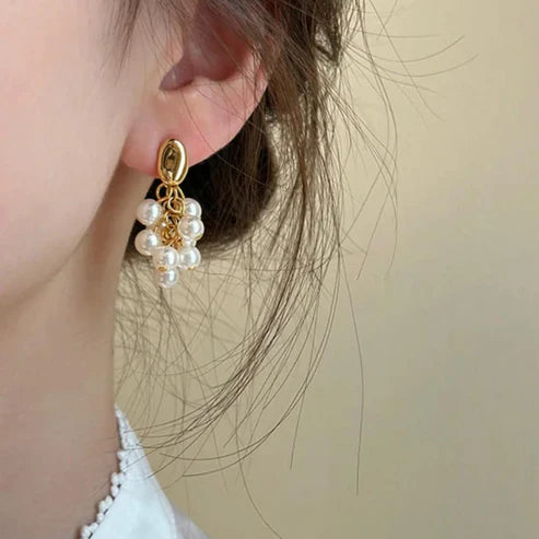 Isa's Gold Plated Pearls Drop Earrings - SubhagAlankar