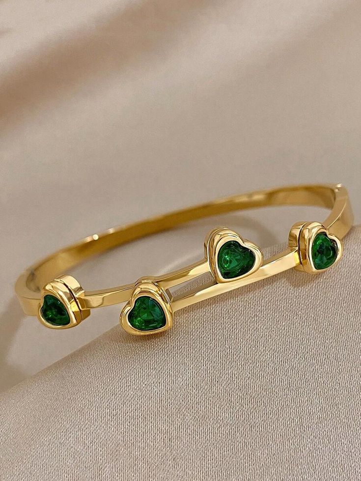 Green Heart Stone Thin Wrist/ Baby Size Bracelet