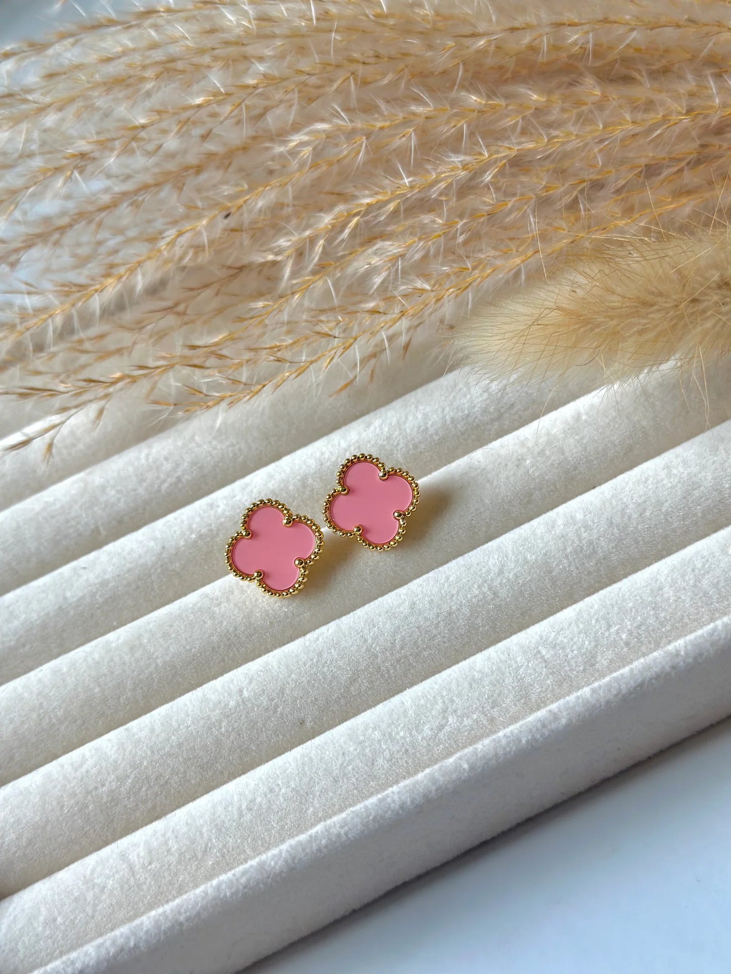 Statement Pink Clover Studs - SubhagAlankar