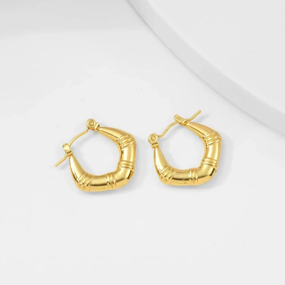 Chunky Rhombus Hoop Earrings