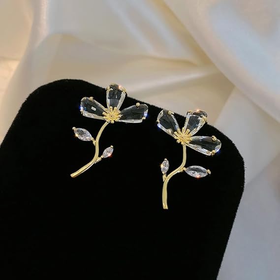 Crystal Petal Flower Studs - SubhagAlankar