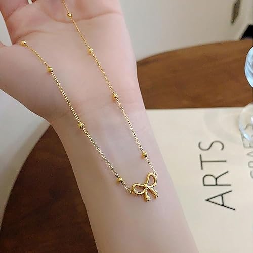 Charming Bow Bead Chain Necklace - SubhagAlankar