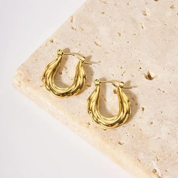 Zoe Wavy Hoop Earrings - SubhagAlankar