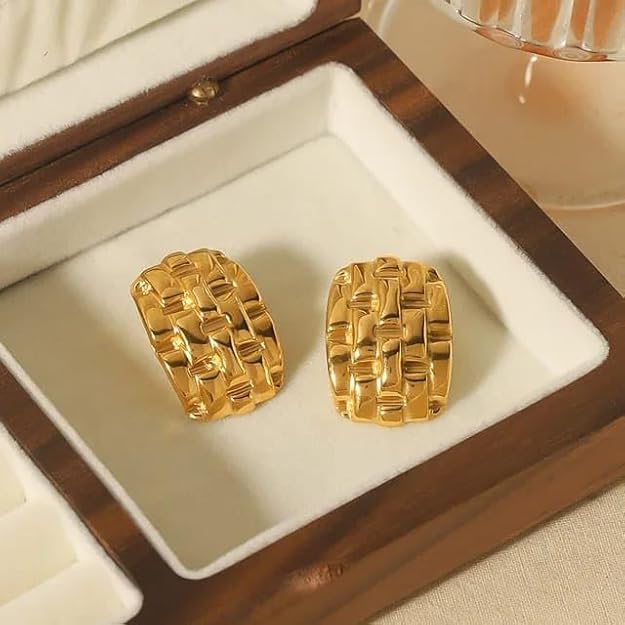 Woven Gold Statement Earrings - SubhagAlankar