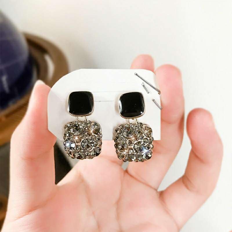 Elegant Black Stone Drop Earring - SubhagAlankar