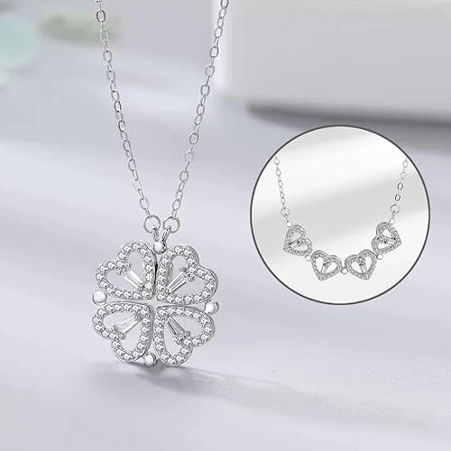 Nova's Silver Heart Magnetic Necklace - SubhagAlankar
