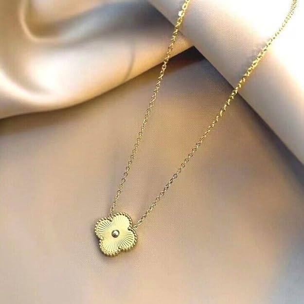 Golden Clover Pendant Necklace - SubhagAlankar