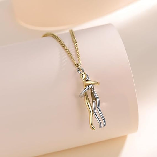 Together Forever Couple Hug Necklace-Gold - SubhagAlankar