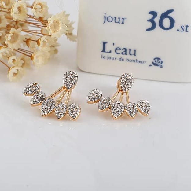 Glittering Crystal Ear Jacket Studs - SubhagAlankar