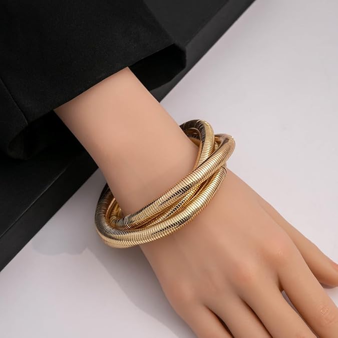 18k Gold Pated Chunky Coil Bracelet - SubhagAlankar