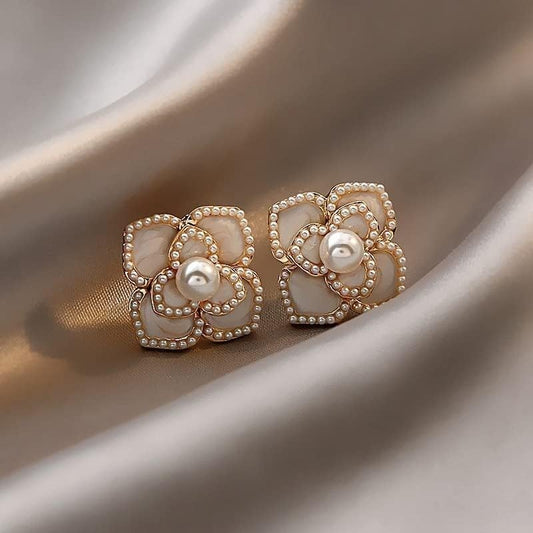 Charm Floral Pearl Studs Earring - SubhagAlankar