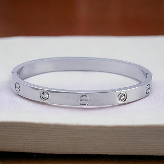 Stainless Steel Silver Toned Love Band Bangle Bracelet