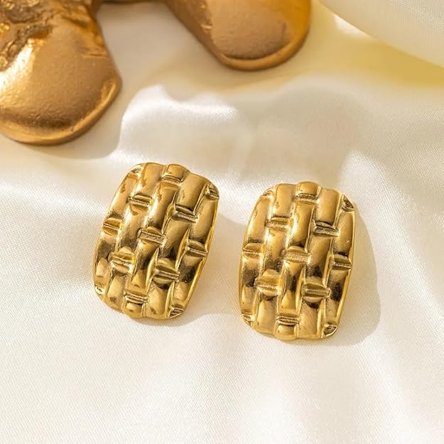 Woven Gold Statement Earrings - SubhagAlankar