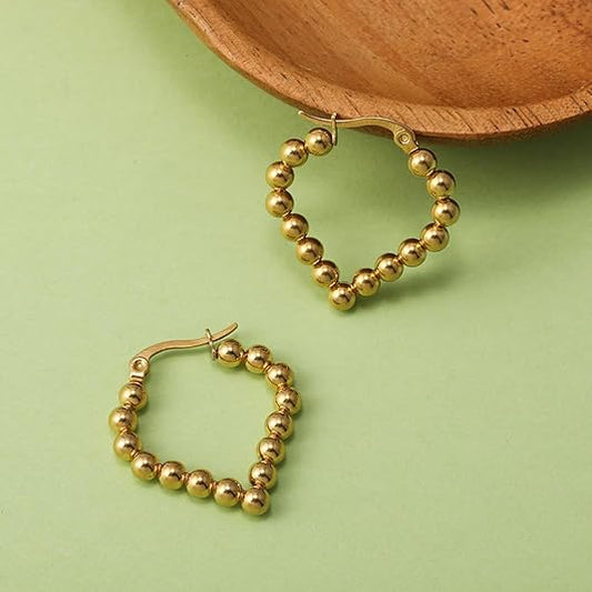 Beaded Geometric Hoop Earrings - SubhagAlankar