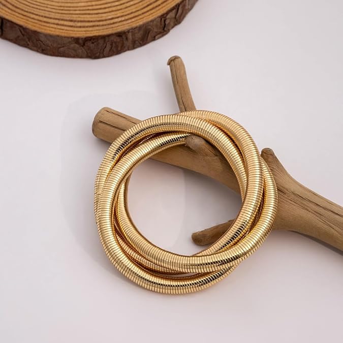 18k Gold Pated Chunky Coil Bracelet - SubhagAlankar