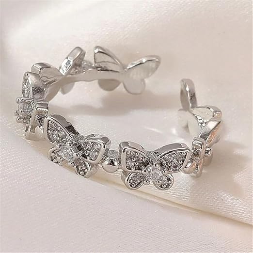 Elegant Silver Butterfly Ring - SubhagAlankar