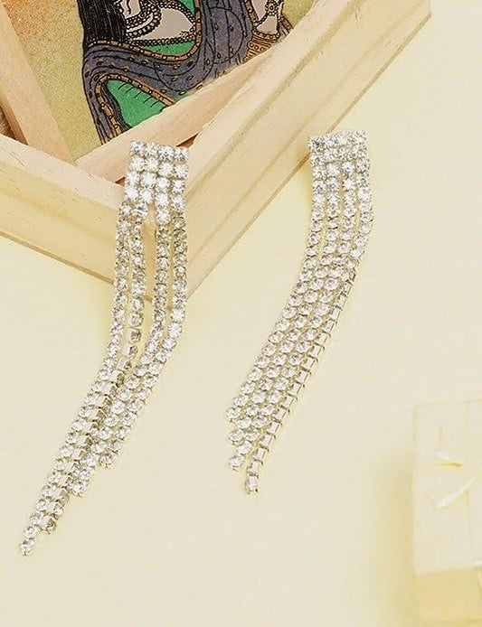 Party Rhinestone Tassel Earring - SubhagAlankar