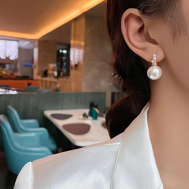 Gold Plated Pearl Stone Huggie Earring - SubhagAlankar