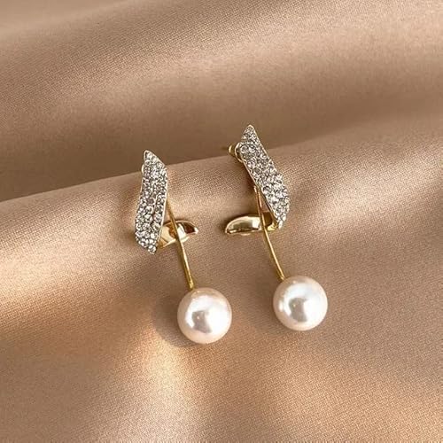 Crystal Wave Pearl Drop Earrings - SubhagAlankar