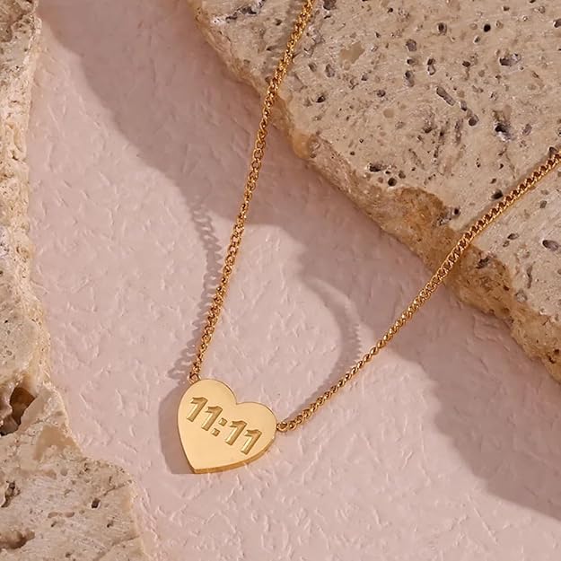 11:11 Angle Number Heart Necklace - SubhagAlankar
