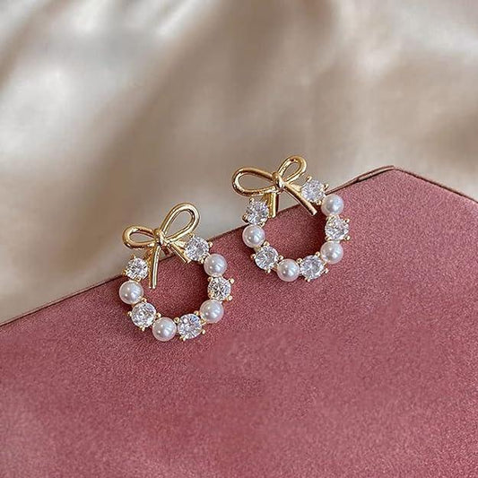 Wreath Bow Stud Earrings - SubhagAlankar