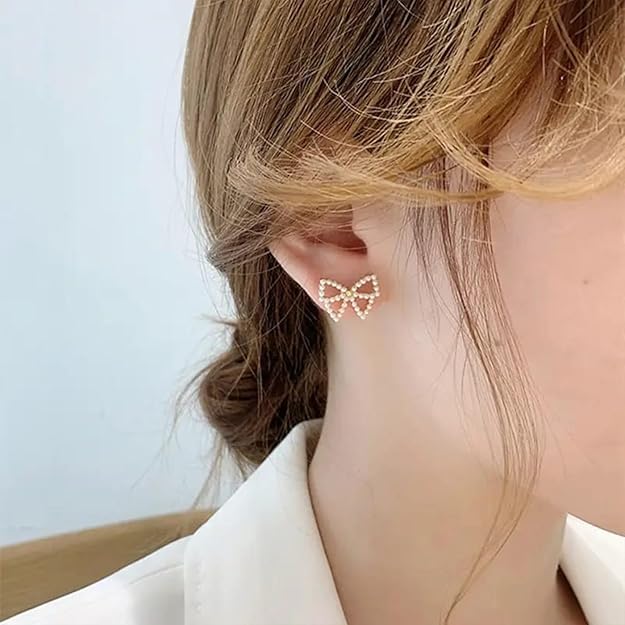 Reba's Bow Pearl Stud Earring - SubhagAlankar
