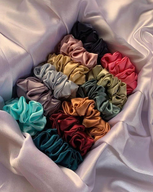 Multi Cute Satin Scrunchies pack of 12 - SubhagAlankar