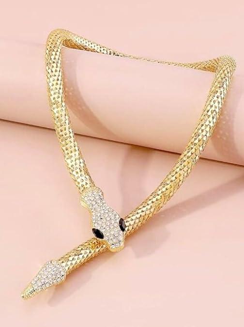 Rhinestone Serpent Necklace - Statement - SubhagAlankar