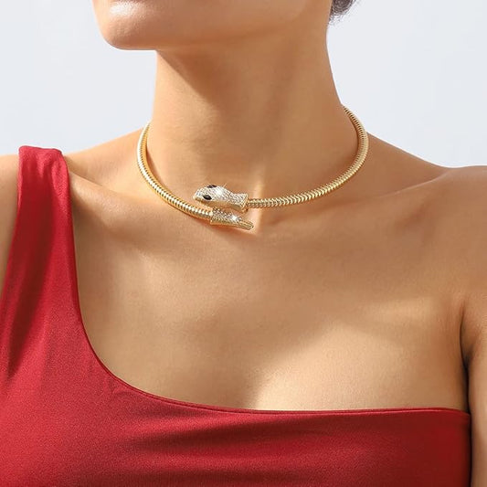 Golden Serpent Choker Necklcae - SubhagAlankar