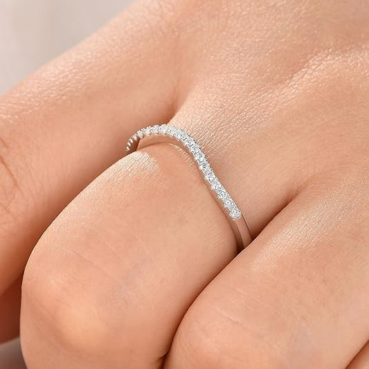 Elegant Silver Curve Pave Ring - SubhagAlankar