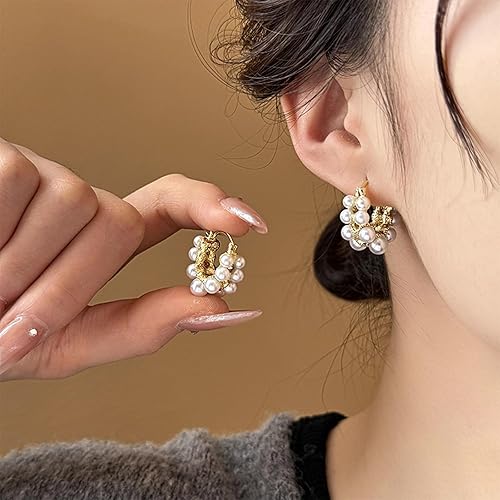Gilded Pearl Charm Hoops - SubhagAlankar