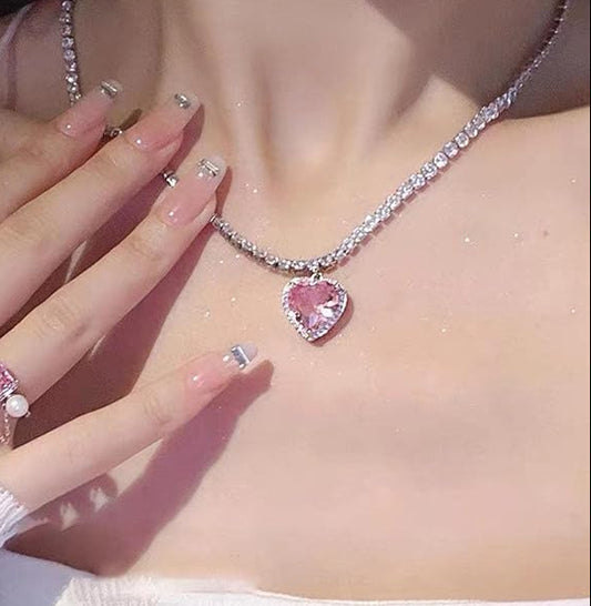 Blush babe Pink Heart Necklace - SubhagAlankar