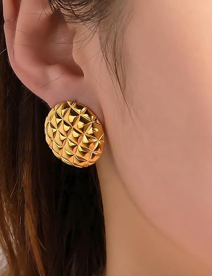 Golden Statement Woven Texture Stud - SubhagAlankar