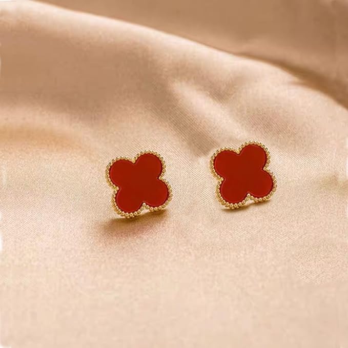 Statement Red Clover Studs - SubhagAlankar