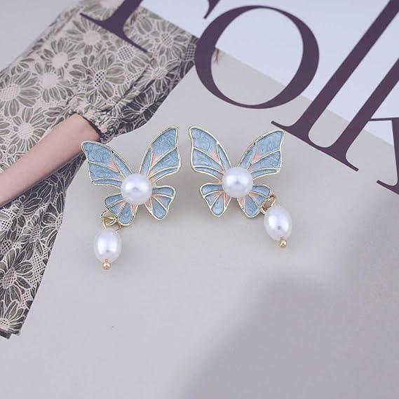 Butterfly Enamel Drop Earring - SubhagAlankar