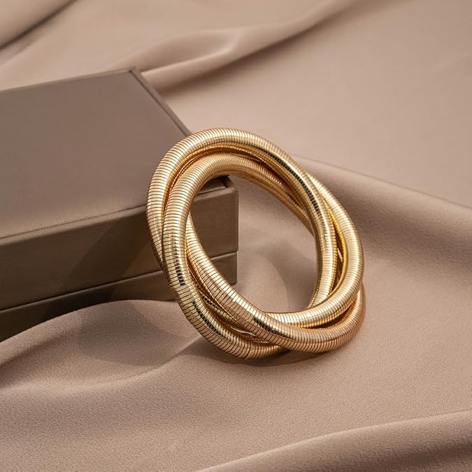 18k Gold Pated Chunky Coil Bracelet - SubhagAlankar