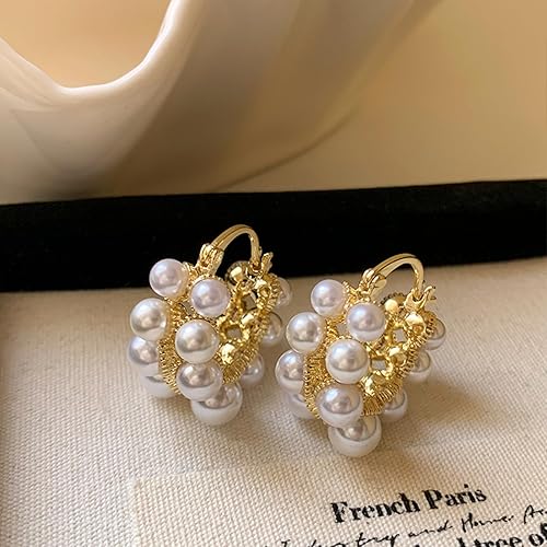 Gilded Pearl Charm Hoops - SubhagAlankar