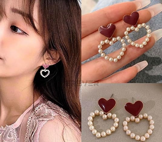 Graceful Pearl Heart Drop Earring - SubhagAlankar