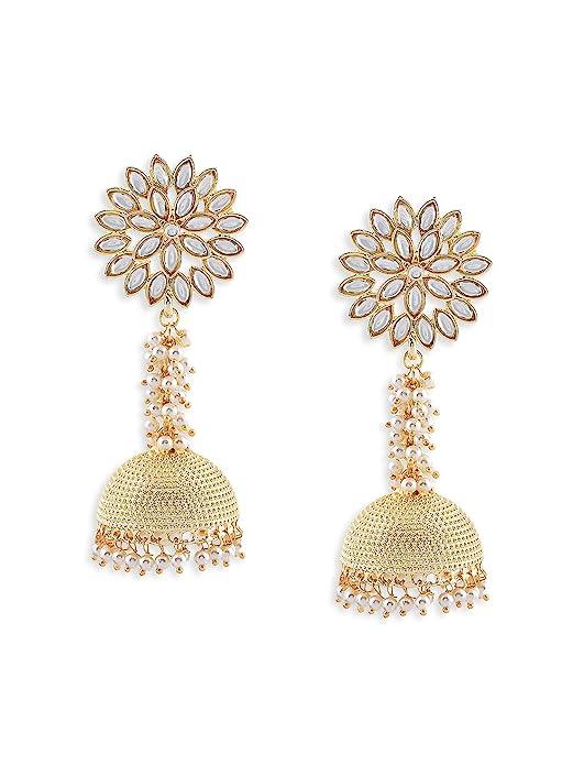 Clustered Pearls Kundan Jhumki - SubhagAlankar