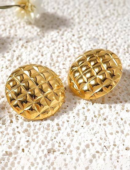 Golden Statement Woven Texture Stud - SubhagAlankar