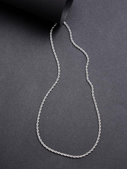 Silver Plated Rope Chain For Men's - SubhagAlankar