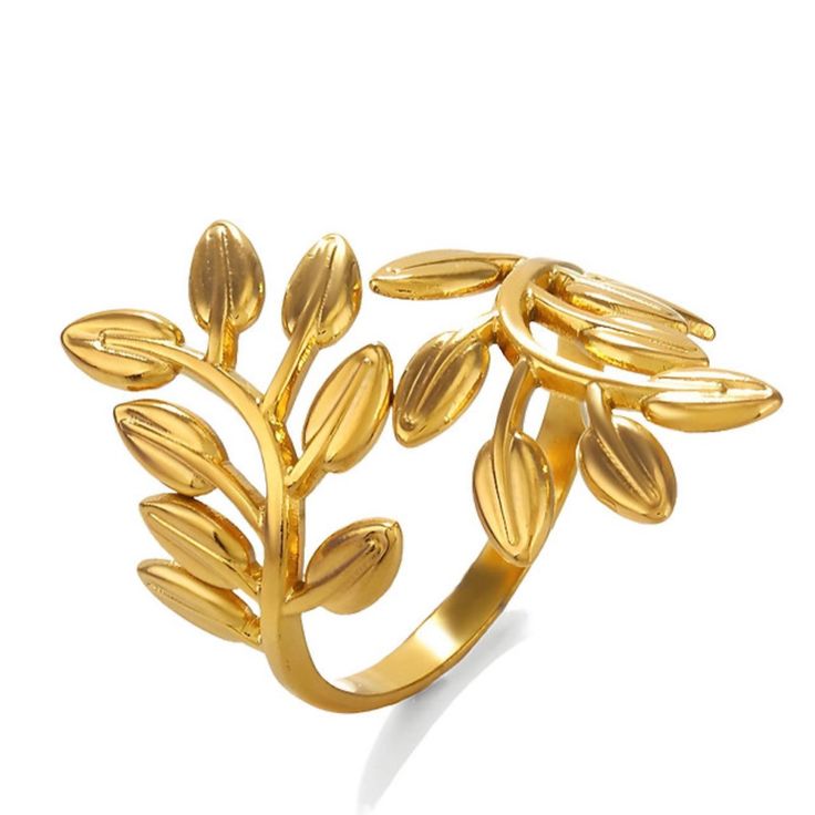 Golden Leaf Whirl Ring