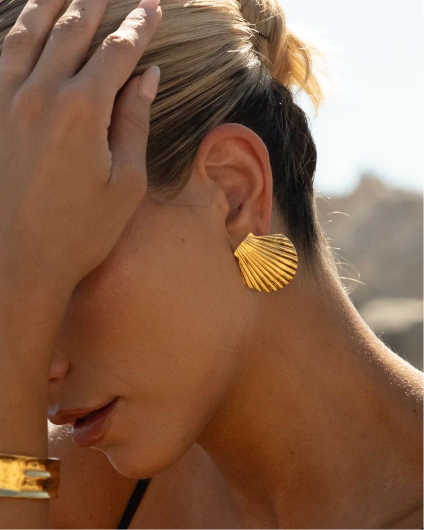 18K Gold Plated Shell Stud Earrings