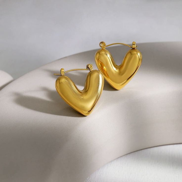 Golden Statement Heart Hoop Earring