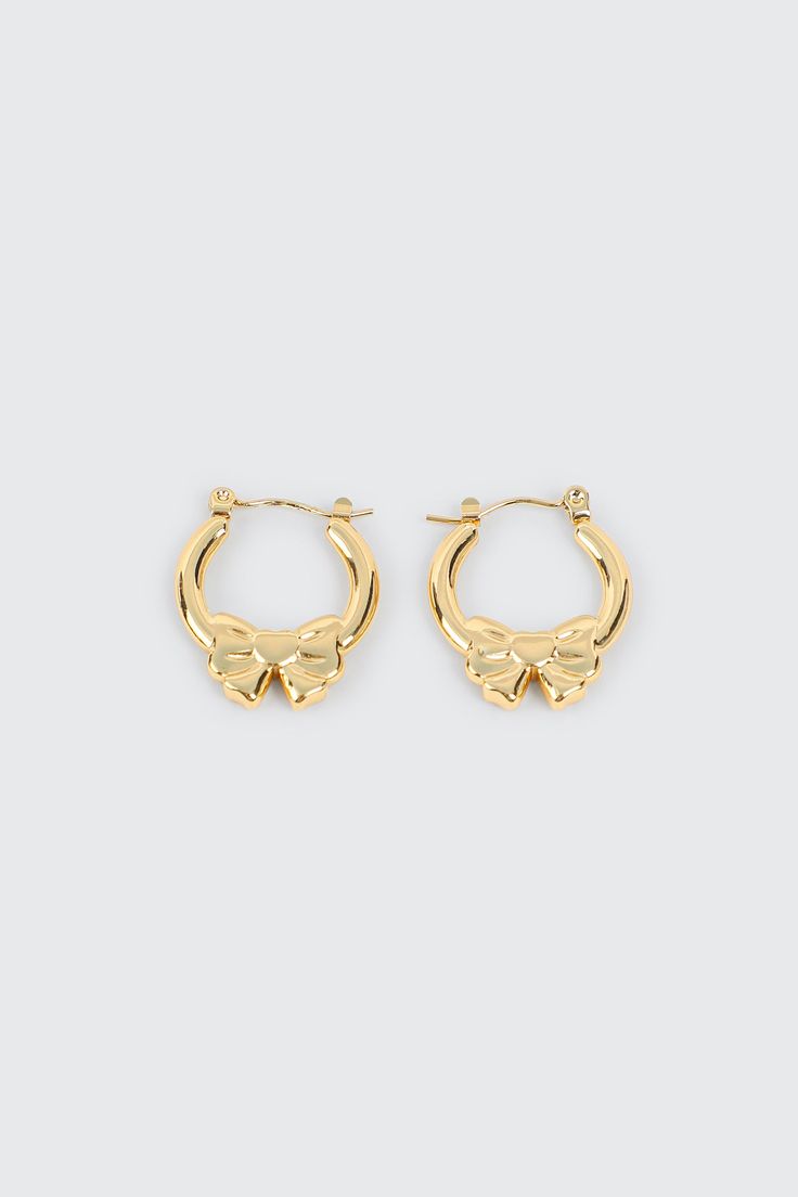 Golden Bow Bling Hoops
