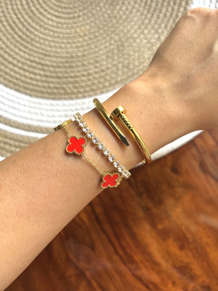 Amara Stack- Red Thin Wrist/Baby Size