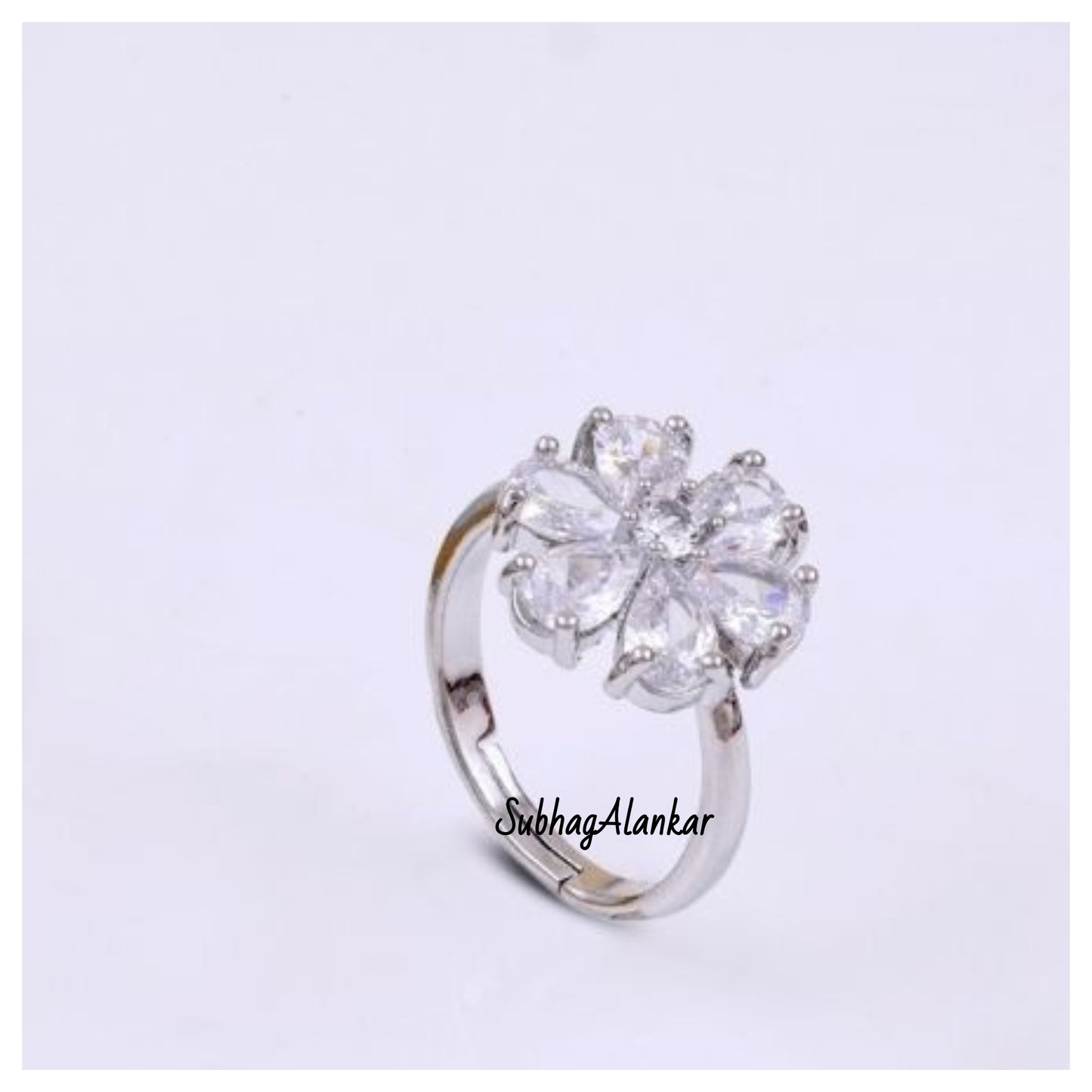 Elegance White Floral Ring - SubhagAlankar