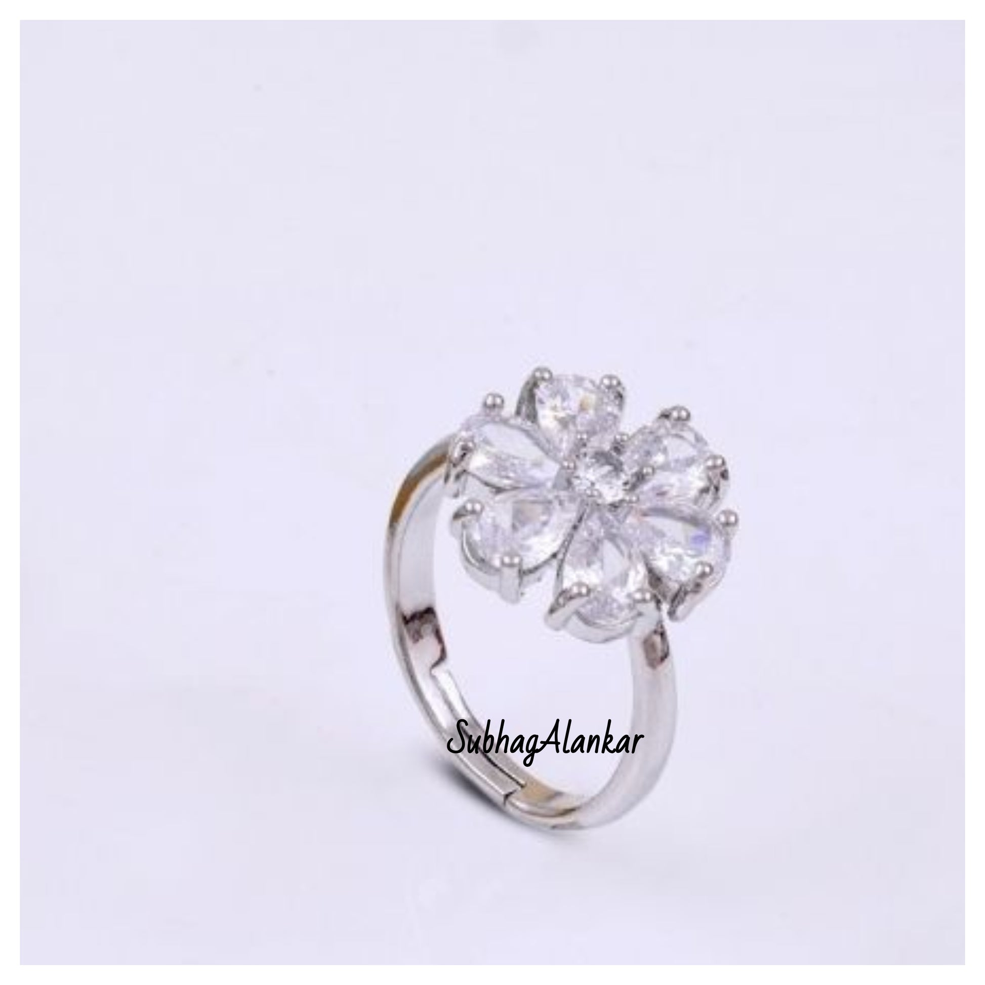 Elegance White Floral Ring - SubhagAlankar